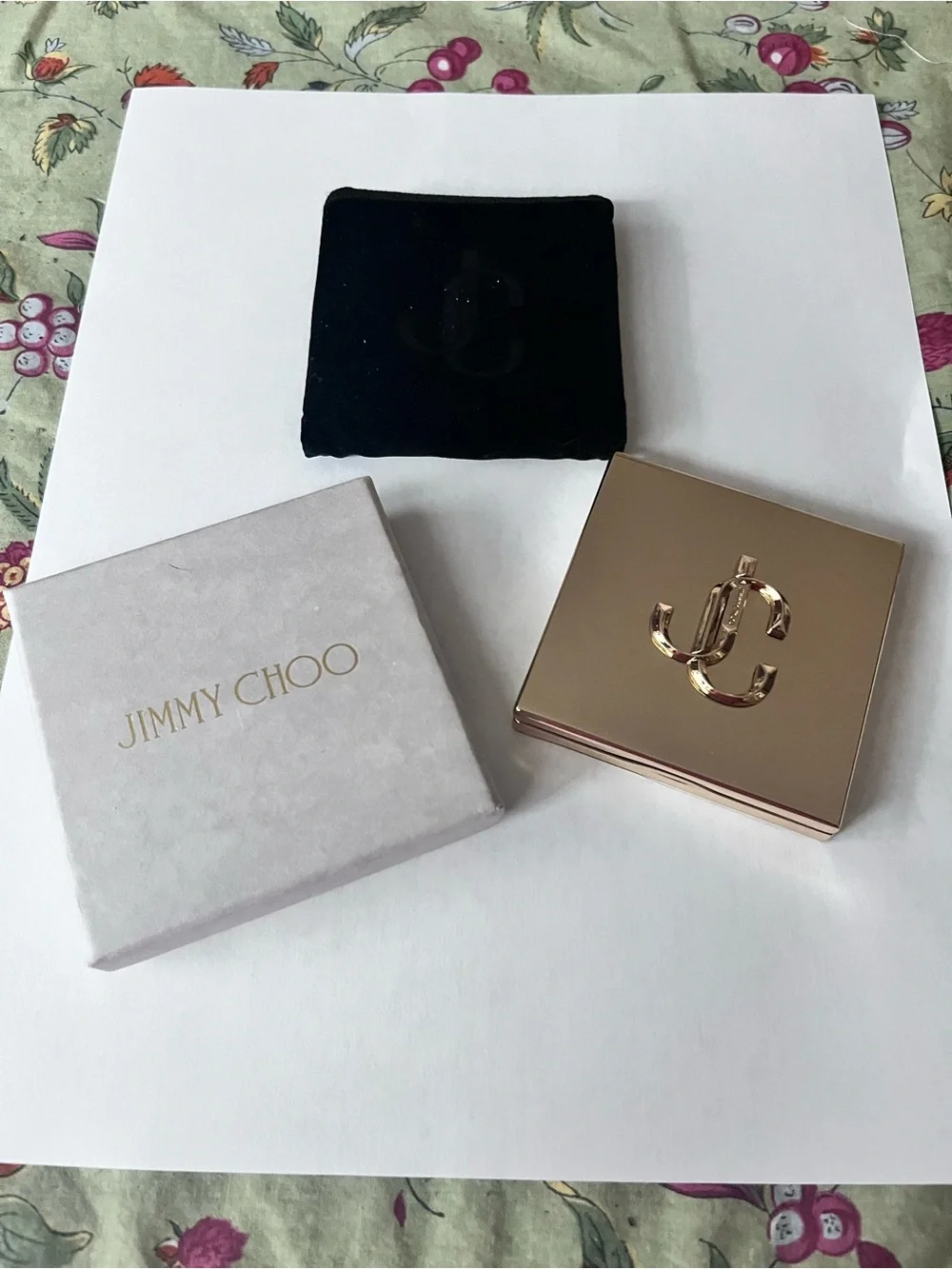 Jimmy Choo Logo Compact Mirror with Velvet Pouch